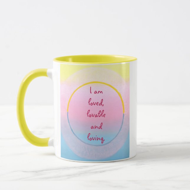 I am loved, loveable and loving affirmation mugs (Left)