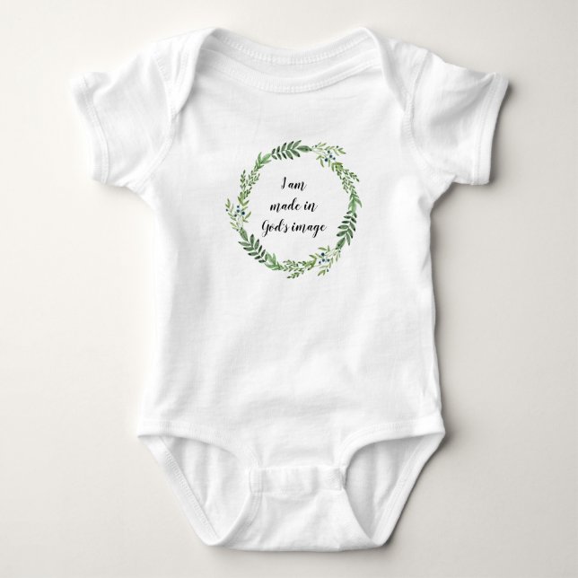 I am made in God's image baby bodysuit (Front)
