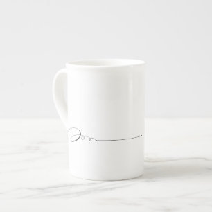 I Am Made to Flourish, Black and White Script Bone China Mug