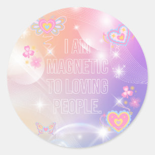 I am Magnetic, Law of Attraction, Motivational Classic Round Sticker