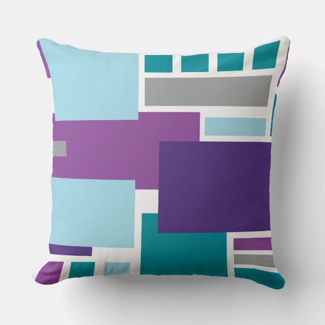I AM MODERN Purple Teal Blue Retro Throw Pillow (Front)