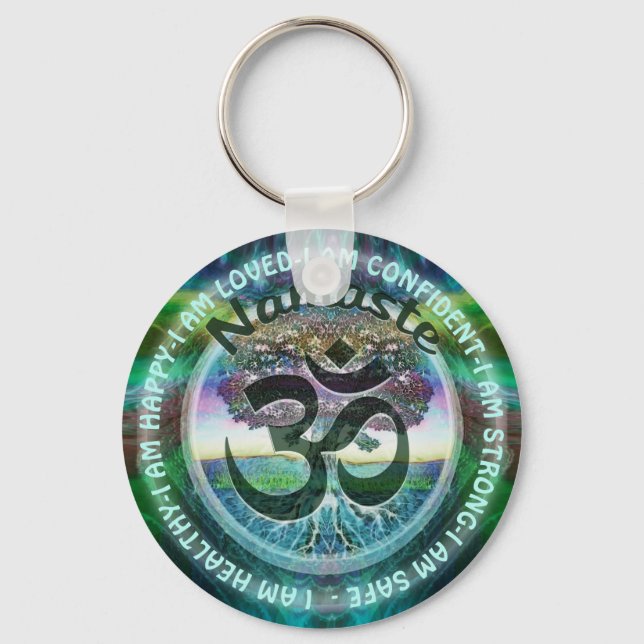 I Am - Motivational Inspiration Namaste Symbol Key Ring (Front)