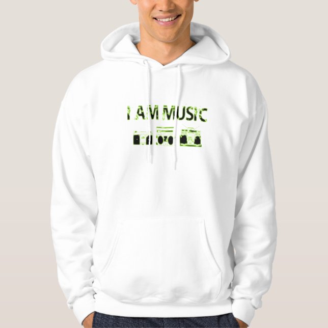 I-am-music-lime-green-black Hoodie (Front)