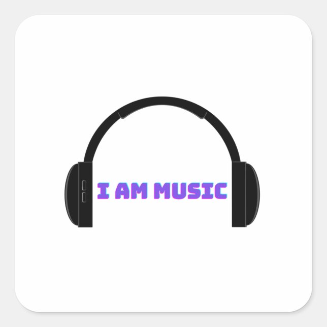 i am music square sticker (Front)
