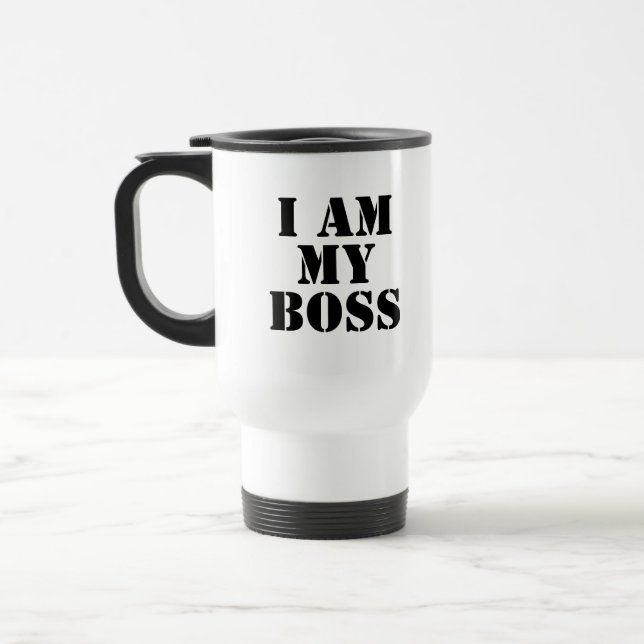 I am My Boss. Slogan. Travel Mug (Left)