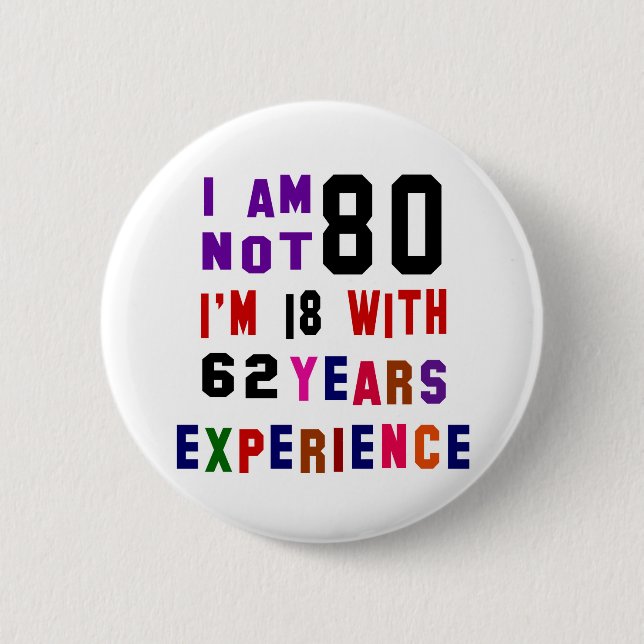 I am not 80 6 cm round badge (Front)