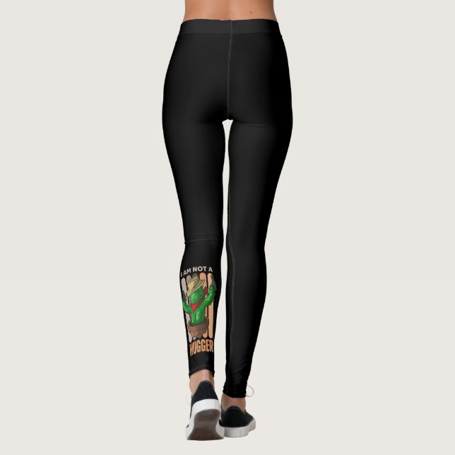 I Am Not A Hugger Funny Sarcastic Cowboy Leggings (Back)