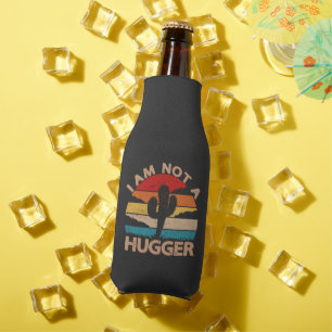 I Am Not A Hugger Funny Vintage Cactus Bottle Cooler