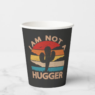 I Am Not A Hugger Funny Vintage Cactus Paper Cups