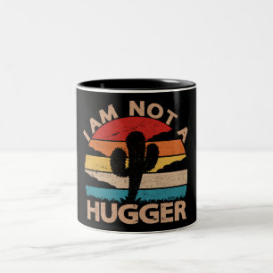 I Am Not A Hugger Funny Vintage Cactus Two-Tone Coffee Mug