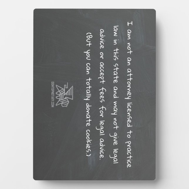 "I Am Not a Lawyer" Notary Plaque (Front)