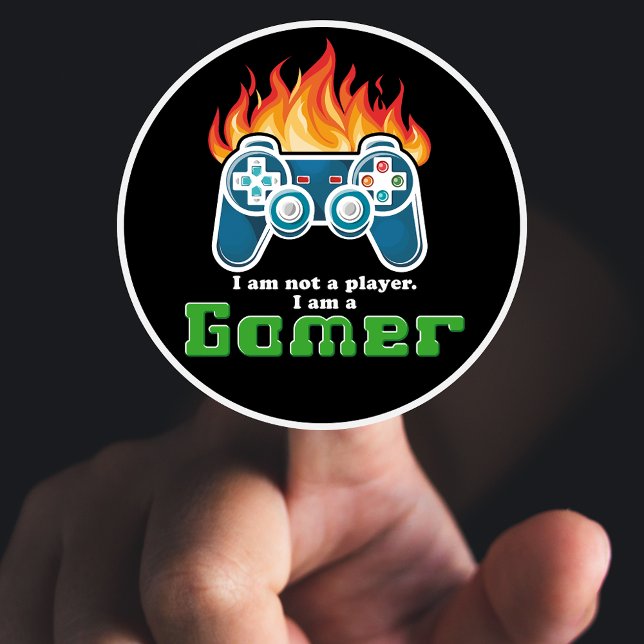 I am not a player black cool modern joystick classic round sticker (Creator Uploaded)