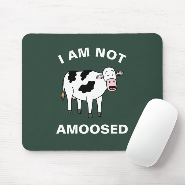 I Am Not Amoosed Funny Farming Animal Cow Pun Mouse Mat (With Mouse)