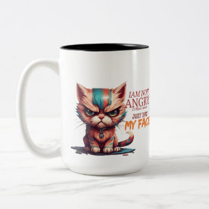 I Am Not Angry, It's Just My Face" Cute Cartoon De Two-Tone Coffee Mug