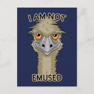 I Am Not Emused Funny Emu Pun Holiday Postcard