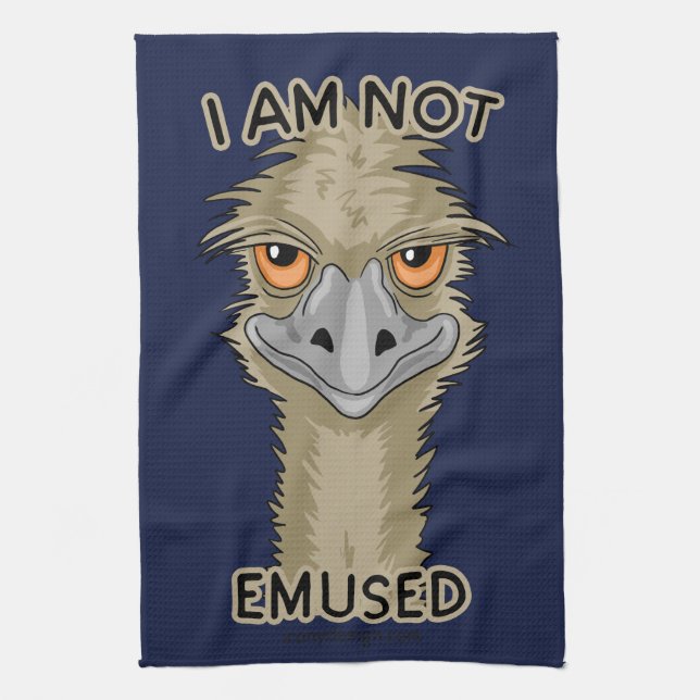 I Am Not Emused Funny Emu Pun Tea Towel (Vertical)