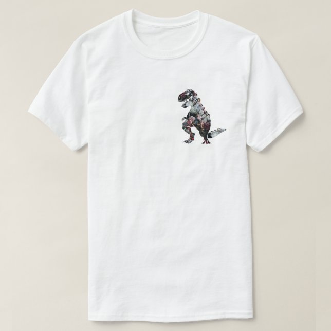 "I AM NOT EXTINCT" FLORAL DINOSAUR WHITE T-SHIRT (Design Front)