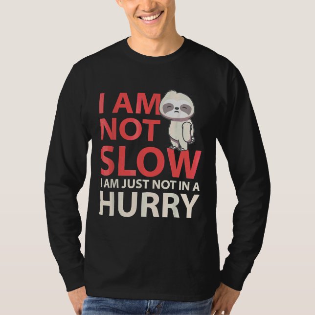 I Am Not Slow Funny Sloth Sloth Running Funny T-Shirt (Front)