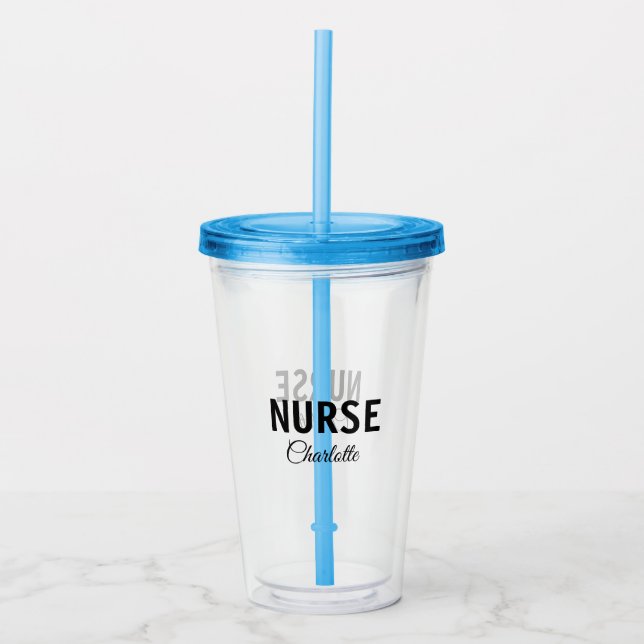 I am nurse medical expert add your name text simpl acrylic tumbler (Front)