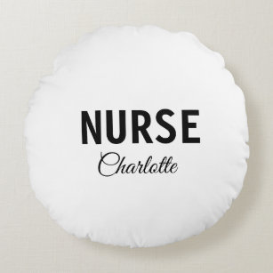 I am nurse medical expert add your name text simpl round cushion