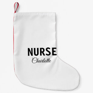 I am nurse medical expert add your name text simpl small christmas stocking