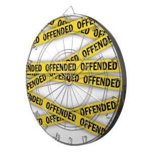 I am offended police tape do not cross dartboard