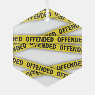 I am offended police tape do not cross glass tree decoration