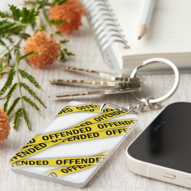 I am offended police tape do not cross key ring (Front Right)