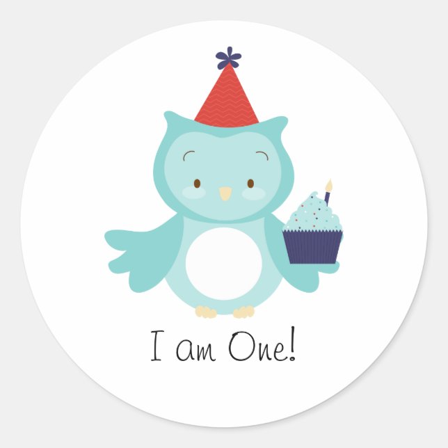 I am One birthday boy sticker (Front)