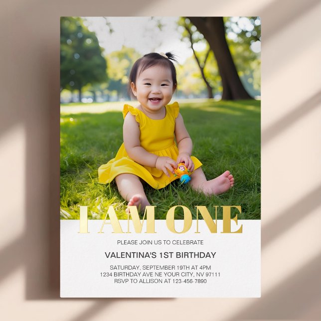 I Am One Photo Modern Simple Minimalist Birthday (Creator Uploaded)