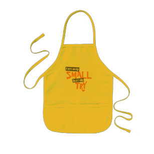 "I am only small but I do try" orange / grey apron