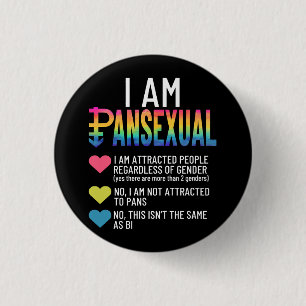 I Am Pansexual - LGBTQIA Pride Rainbow Hearts - De 3 Cm Round Badge