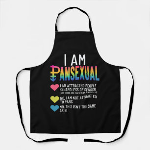 I Am Pansexual - LGBTQIA Pride Rainbow Hearts - De Apron