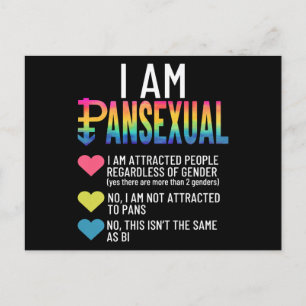I Am Pansexual - LGBTQIA Pride Rainbow Hearts - De Postcard