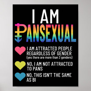 I Am Pansexual - LGBTQIA Pride Rainbow Hearts - De Poster