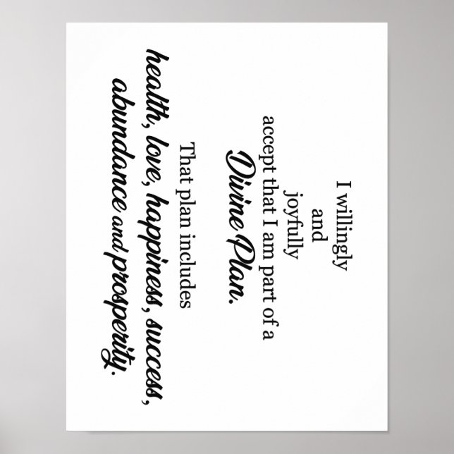 I Am Part of a Divine Plan Positive Affirmation Poster (Front)