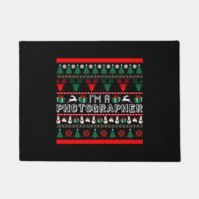 I Am Photographer Christmas Ugly Sweater Doormat (Front)