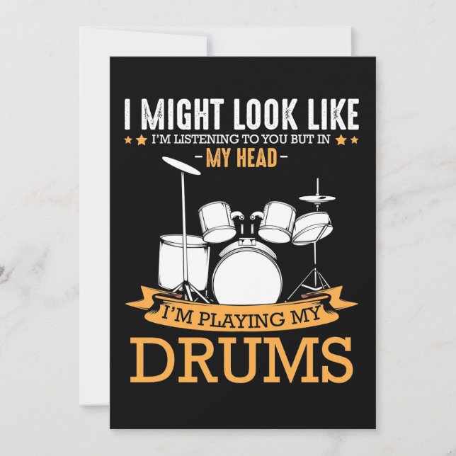 I Am Playing My Drums Invitation (Front)