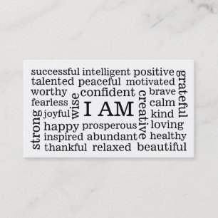 I AM Positive Affirmations for Self Image Wellness Business Card