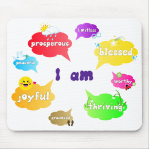 I Am Positive Affirmations Words Self Love Mouse Mat