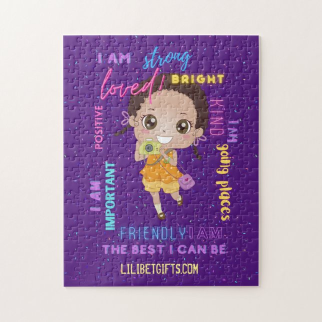 I AM - Positive Black Brown Girl Affirmations Jigsaw Puzzle (Vertical)