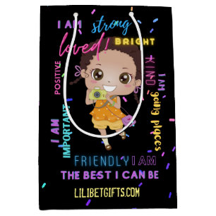 I AM - Positive Black Brown Girl Affirmations Medium Gift Bag