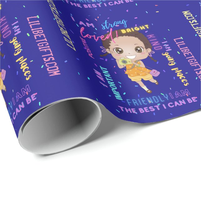I AM - Positive Black Brown Girl Affirmations Wrapping Paper (Roll Corner)
