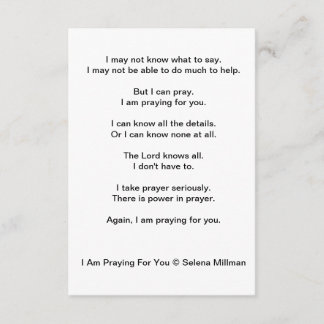"I Am Praying For You" Poem Enclosure Card