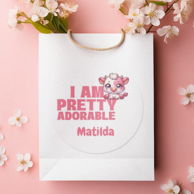 I am Pretty Adorable Pink Custom Classic Round Sti Classic Round Sticker (Creator Uploaded)