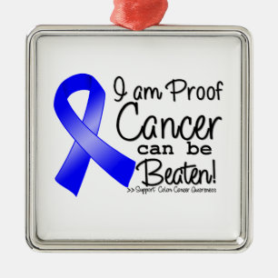 I Am Proof Colon Cancer Can Be Beaten Metal Tree Decoration