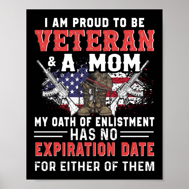 I Am Proud To Be Veteran And A Mum Female Veteran. Poster (Front)