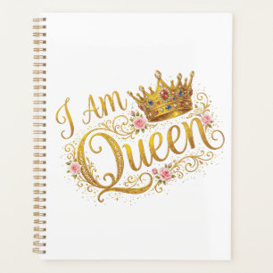 I Am Queen Golden Crown Floral Design Planners