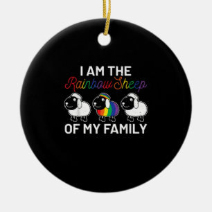 I am rainbow sheep of my family Sheep Gift Ceramic Tree Decoration