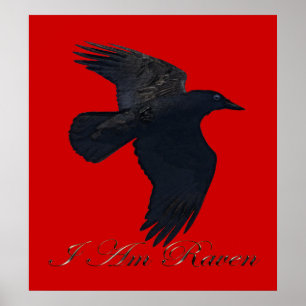 I AM RAVEN II Flying Raven Art Poster